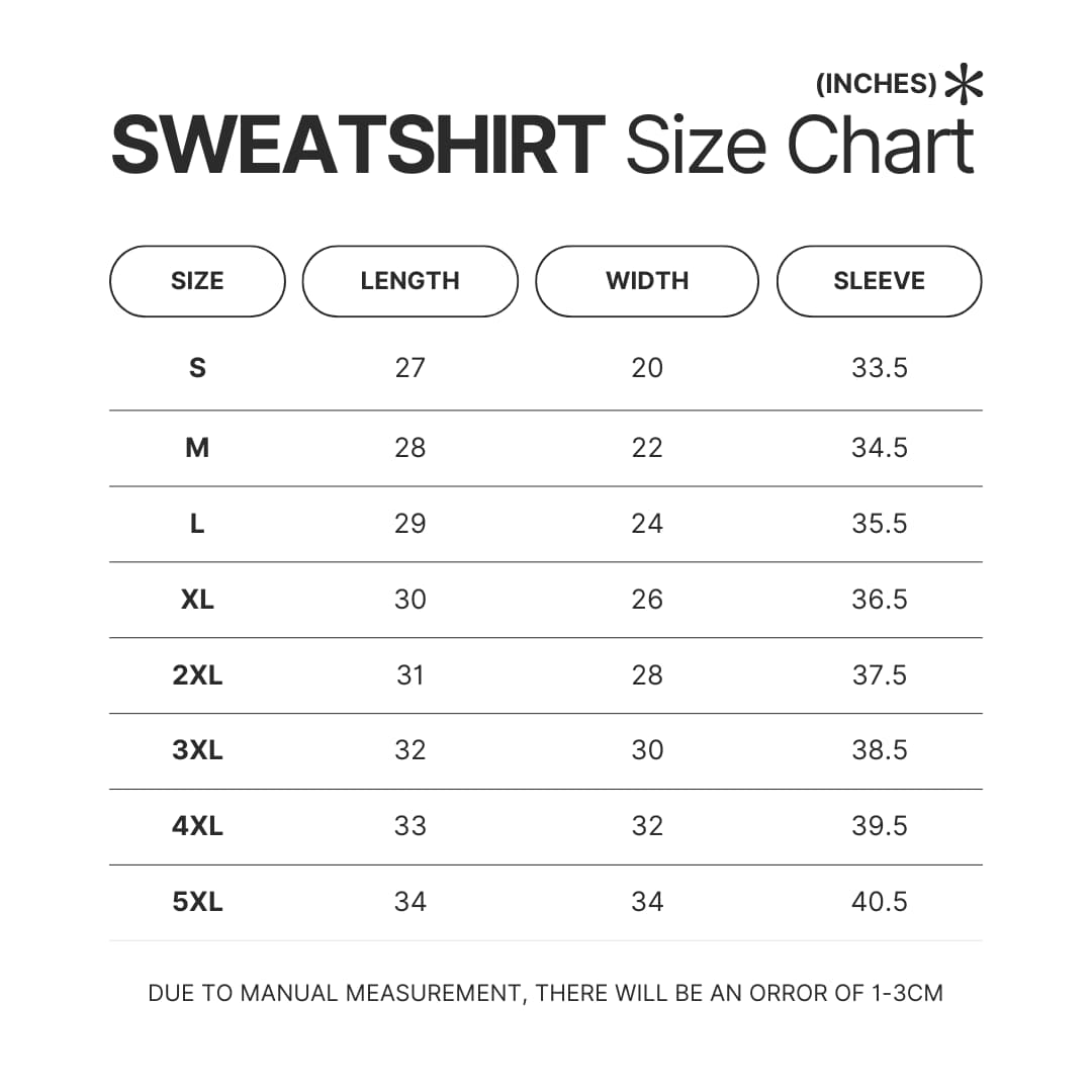 Sweatshirt Size Chart - Regular Show Shop