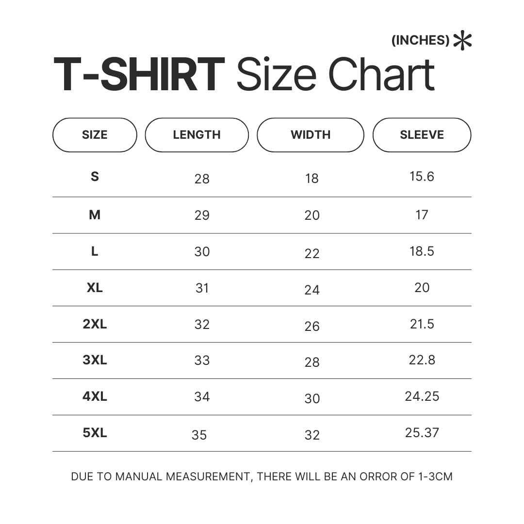 T shirt Size Chart - Regular Show Shop