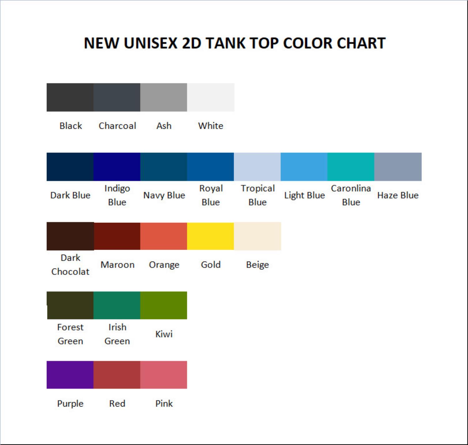 tank top color chart - Regular Show Shop
