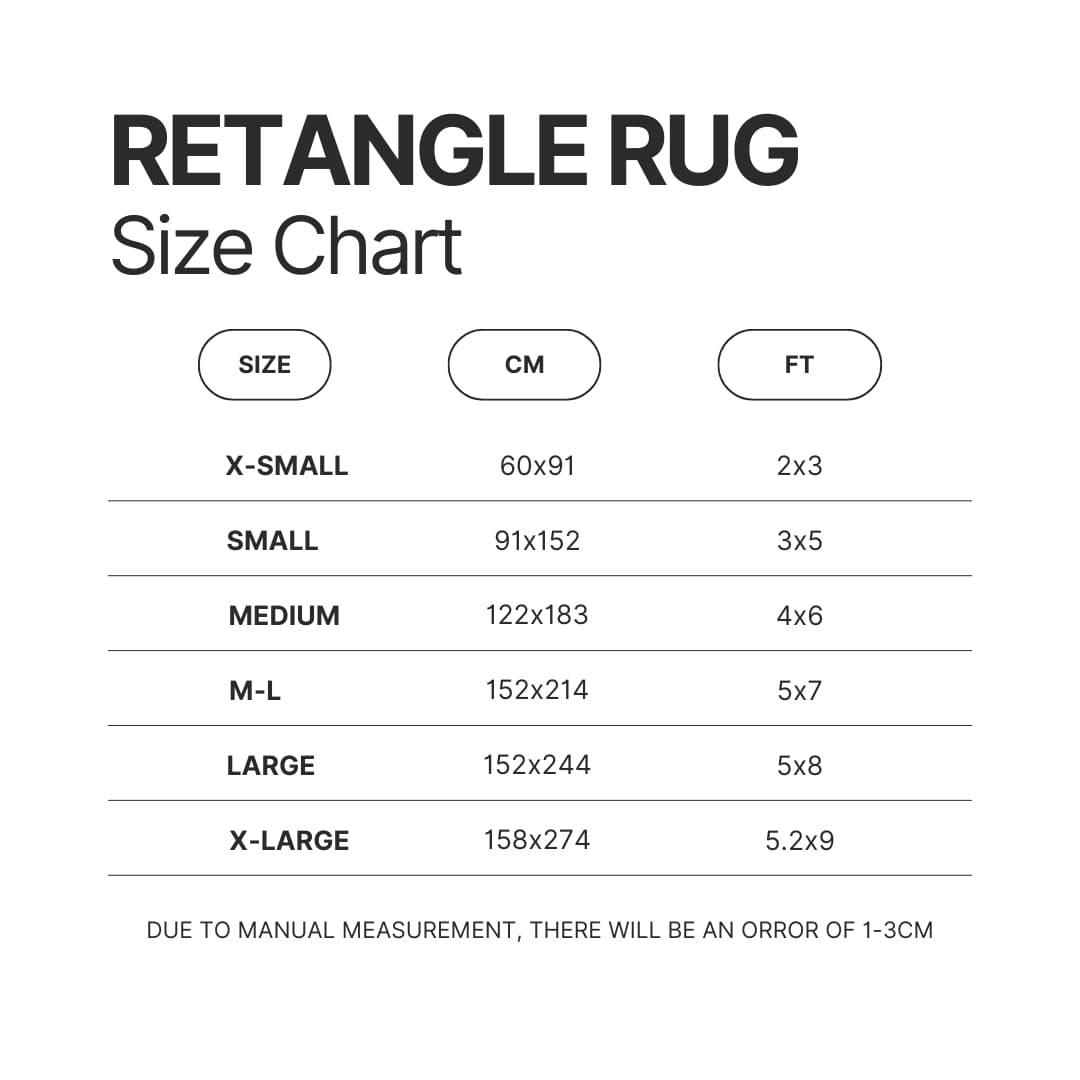 Retangle Rug Size Chart - Regular Show Shop
