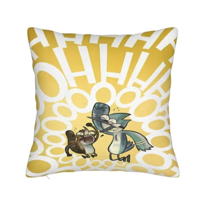 Mordecai and Rigby Whimsical Cartoon Home Accent Throw Pillow