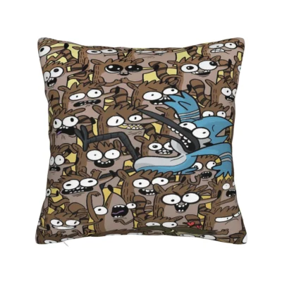 Mordecai and Rigby Retro Regular Show Art Throw Pillow