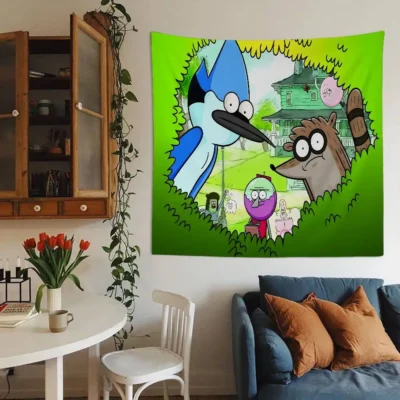 Regular Show Anime Psychedelic Flower Home Decor Tapestry