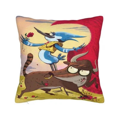 Mordecai and Rigby Cute Cartoon Design Cushion Throw Pillow