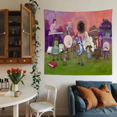 Regular Show Anime Colorful Flower Wall Carpet Tapestry