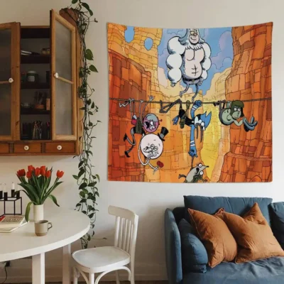 Regular Show Anime Trippy Flower Wall Hanging Tapestry