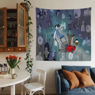 R-Regular Show Anime Vintage Hippie Wall Art Tapestry