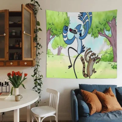 Regular Show Anime Floral Hippie Home Decor Tapestry