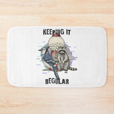 Keeping It Regular Blue Jay And Raccoon Bath Mat