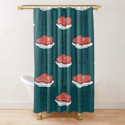 Raise The Steaks Regular Show Shower Curtain